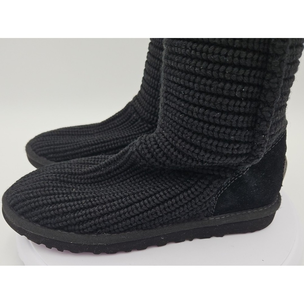 UGG Cardy #5819 Black Classic Tall Chunky Knit Sweater Slouchy Boots US/6 EU/37 - Picture 9 of 16